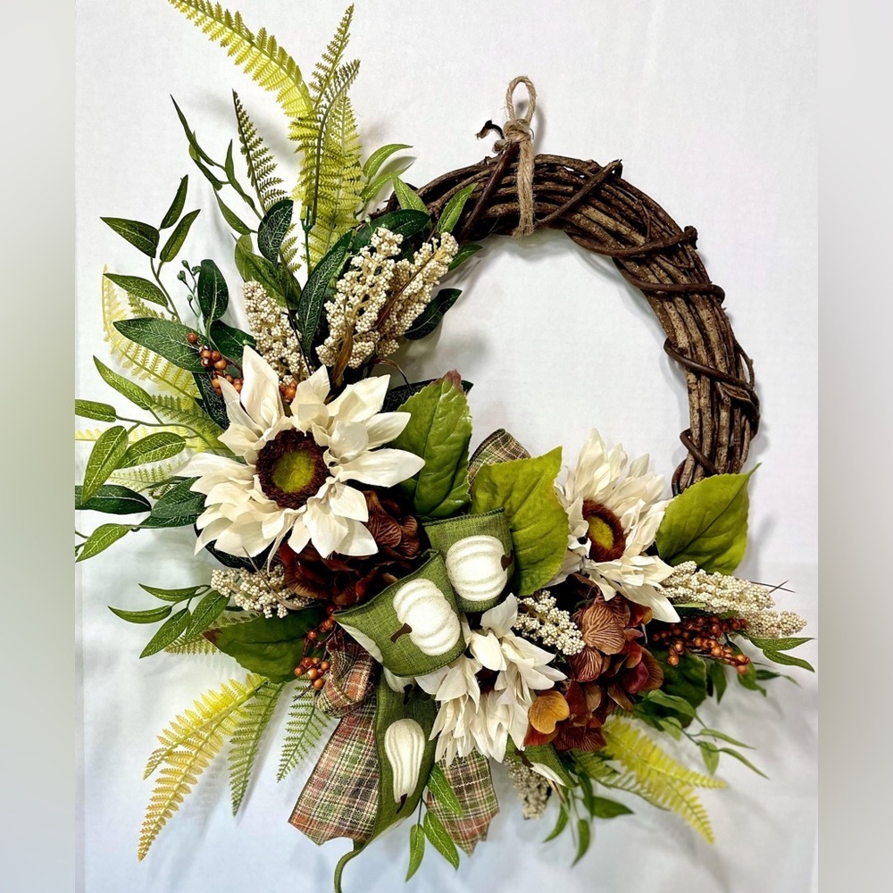 Rustic Fall Sunflower & Pumpkin Wreath